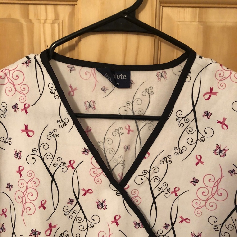Pink Ribbon Scrub Top - Picture 3 of 8